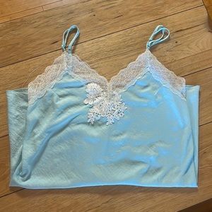 BLUE SILK SLIP DRESS